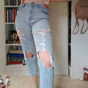 High rise ripped mom jeans